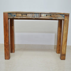 NIRVANA Reclaimed Boat Timber Console Hall Table Desk 100x40x75 cm