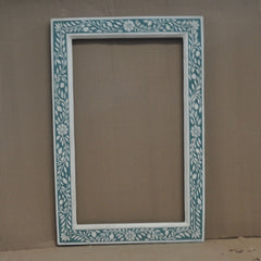 Bone Inlay Floral Pattern Mirror Frame