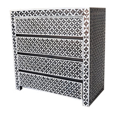 Bone Inlay Star Geometrical pattern Chest of Drawer