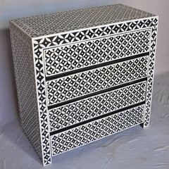 Bone Inlay Star Geometrical pattern Chest of Drawer