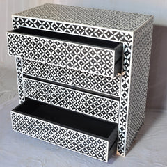 Bone Inlay Star Geometrical pattern Chest of Drawer