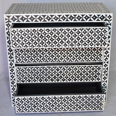 Bone Inlay Star Geometrical pattern Chest of Drawer