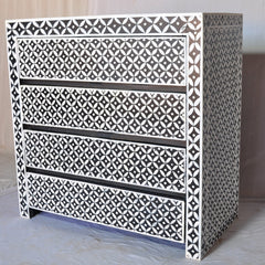 Bone Inlay Star Geometrical pattern Chest of Drawer