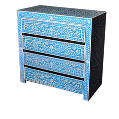 Bone Inlay Floral Pattern Chest of Drawer