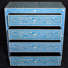 Bone Inlay Floral Pattern Chest of Drawer