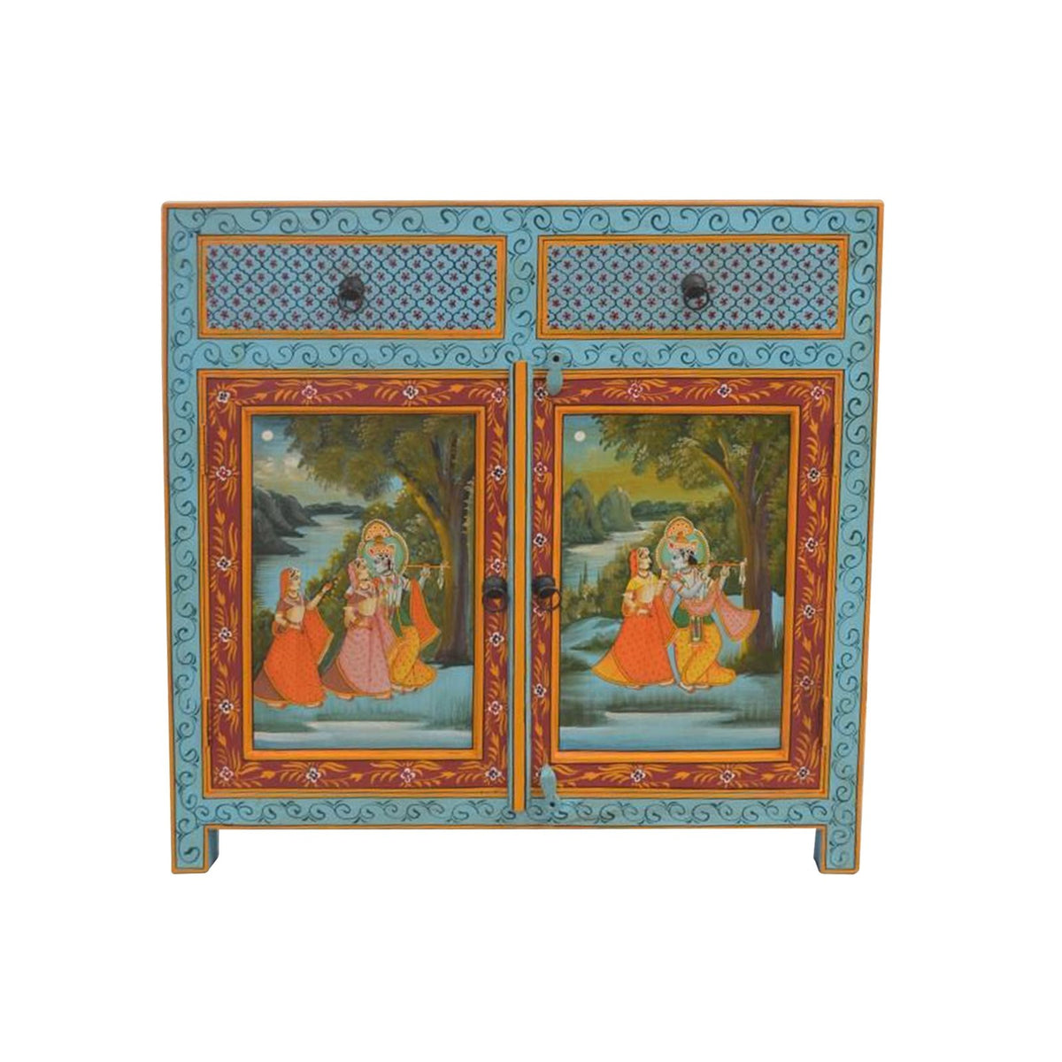 Krishna Hand Painted Wooden Sideboard