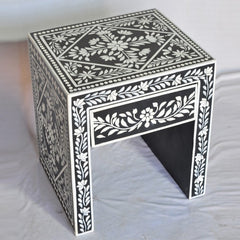 Bone Inlay Floral Pattern Bedside Table