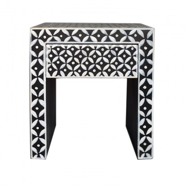 Bone Inlay Star Geometrical pattern Bedside Table