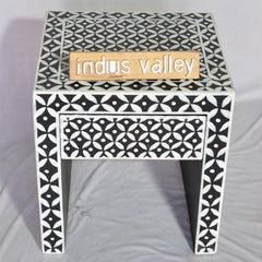 Bone Inlay Star Geometrical pattern Bedside Table