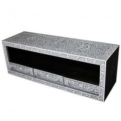 Bone inlay Grey Floral 3 Drawer TV Unit