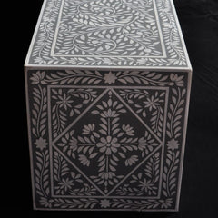 Bone inlay Grey Floral 3 Drawer TV Unit