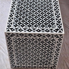 Bone Inlay Star Geometrical pattern Black 3 Drawer TV Unit