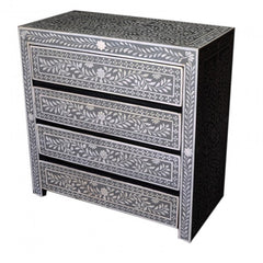 Bone inlay Grey Floral Chest of Drawer