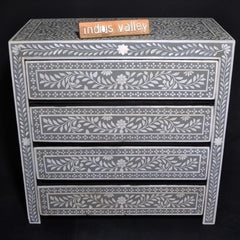 Bone inlay Grey Floral Chest of Drawer