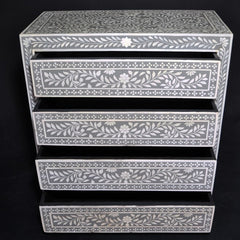 Bone inlay Grey Floral Chest of Drawer