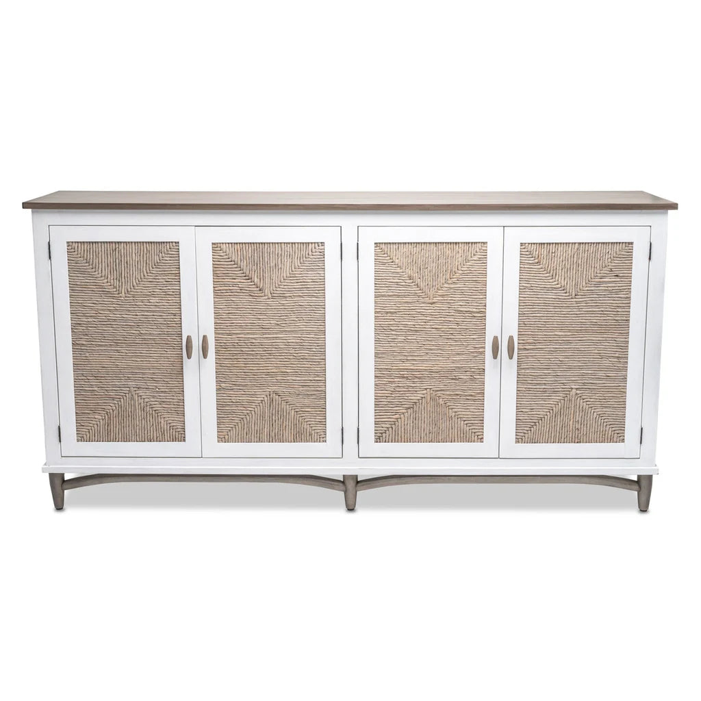 Ethereal Whites Handmade Indian Furniture Carved Solid Mango Wood Sideboard