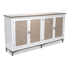 Ethereal Whites Handmade Indian Furniture Carved Solid Mango Wood Sideboard