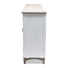 Ethereal Whites Handmade Indian Furniture Carved Solid Mango Wood Sideboard