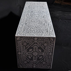 Bone inlay Grey Floral 4 Drawer TV Unit