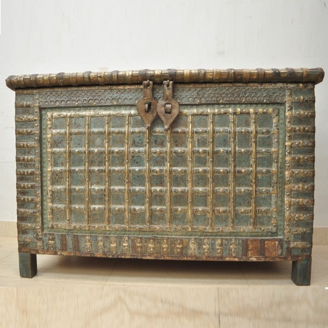 Indian Brasswork Antique Blanket Box / Pitara