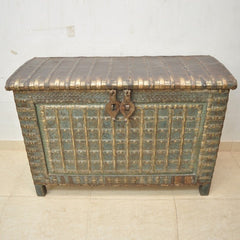 Indian Brasswork Antique Blanket Box / Pitara