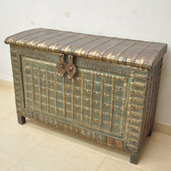 Indian Brasswork Antique Blanket Box / Pitara