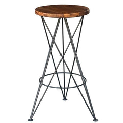 Takat Metal Jali Natural Solid Wood Star Bar Stool