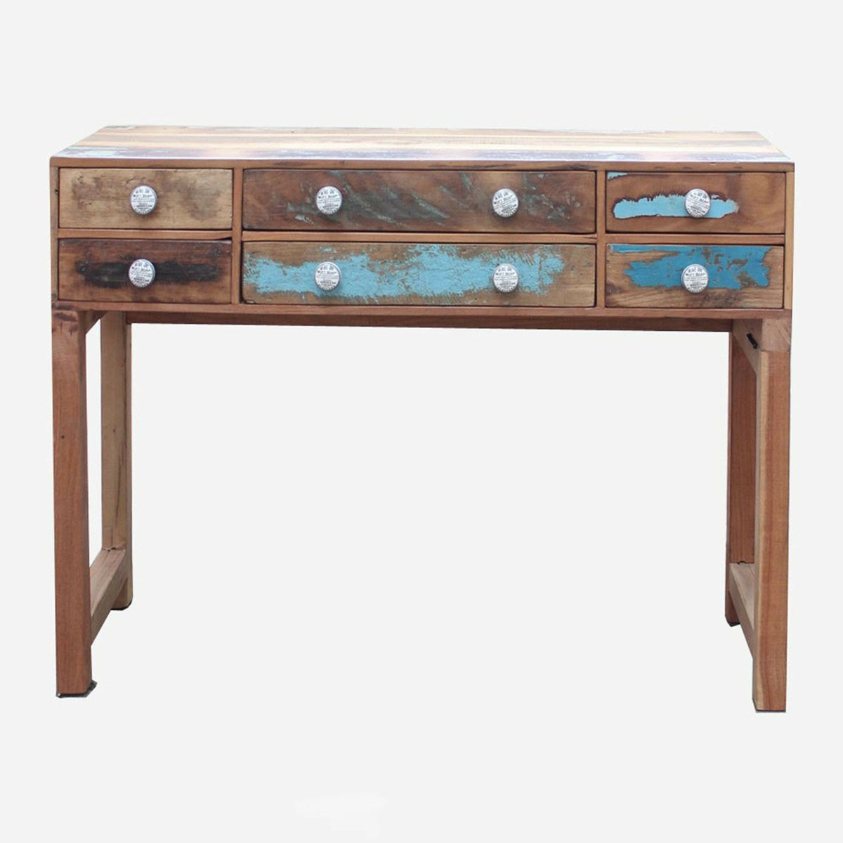 NIRVANA Reclaimed wood 6 Drawers Side Console Table Hall Table Brown 120x35x90 cm