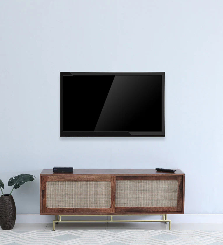 Rattan Elegance Series Solid Mango Wood TV Unit Cabinet