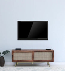 Rattan Elegance Series Solid Mango Wood TV Unit Cabinet