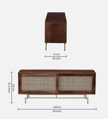 Rattan Elegance Series Solid Mango Wood TV Unit Cabinet