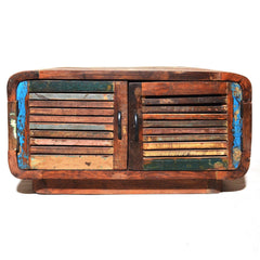 SALVAGE Reclaimed Timber 4 Doors Coffee Table Multicolour 80x80x45cm