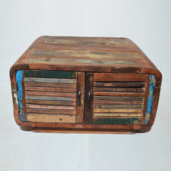 SALVAGE Reclaimed Timber 4 Doors Coffee Table Multicolour 80x80x45cm