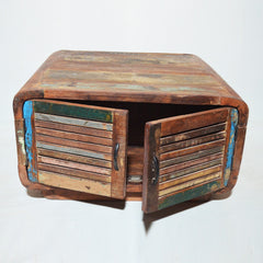 SALVAGE Reclaimed Timber 4 Doors Coffee Table Multicolour 80x80x45cm