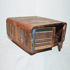 SALVAGE Reclaimed Timber 4 Doors Coffee Table Multicolour 80x80x45cm