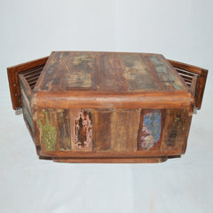 SALVAGE Reclaimed Timber 4 Doors Coffee Table Multicolour 80x80x45cm