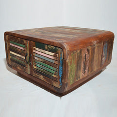 SALVAGE Reclaimed Timber 4 Doors Coffee Table Multicolour 80x80x45cm