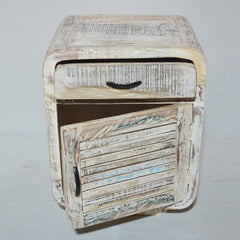 SALVAGE Reclaimed Recycled boat wood White Lamp Table 45x40x60cm