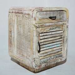 SALVAGE Reclaimed Recycled boat wood White Lamp Table 45x40x60cm