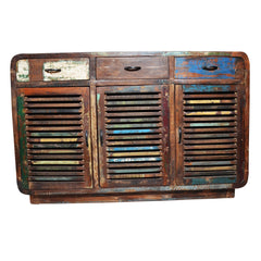 SALVAGE Reclaimed Timber Sideboard Buffet Hutch Multicolour 140x40x90cm