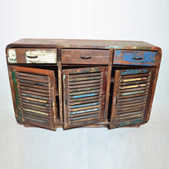 SALVAGE Reclaimed Timber Sideboard Buffet Hutch Multicolour 140x40x90cm