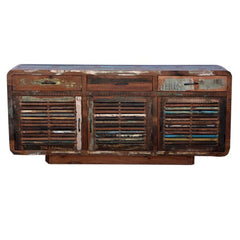 SALVAGE Reclaimed Timber Sideboard Buffet Hutch Multicolour 200x45x100cm