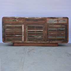 SALVAGE Reclaimed Timber Sideboard Buffet Hutch Multicolour 200x45x100cm