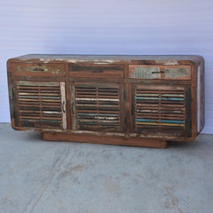 SALVAGE Reclaimed Timber Sideboard Buffet Hutch Multicolour 200x45x100cm