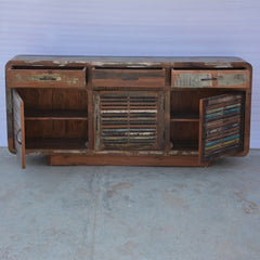 SALVAGE Reclaimed Timber Sideboard Buffet Hutch Multicolour 200x45x100cm