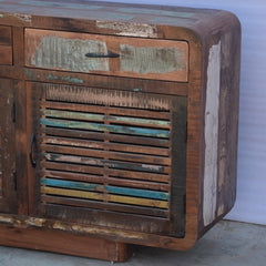 SALVAGE Reclaimed Timber Sideboard Buffet Hutch Multicolour 200x45x100cm