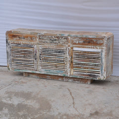 SALVAGE Reclaimed Timber Sideboard Buffet Hutch White 180x40x90cm