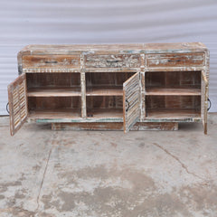 SALVAGE Reclaimed Timber Sideboard Buffet Hutch White 180x40x90cm