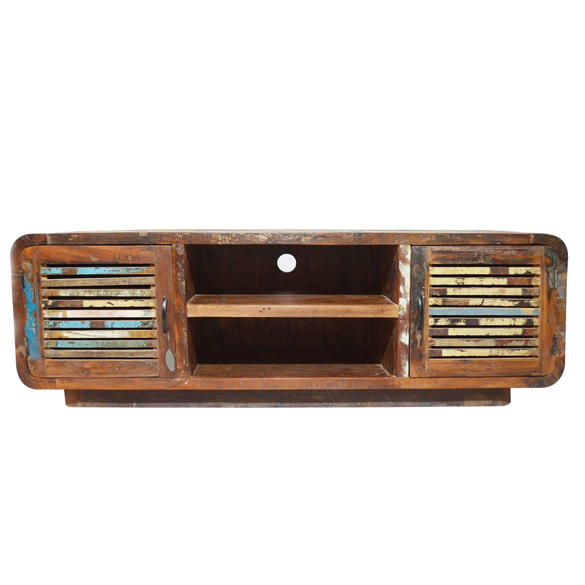 SALVAGE Reclaimed wood Entertainment TV Plasma Unit Multicolour 140x40x50cm