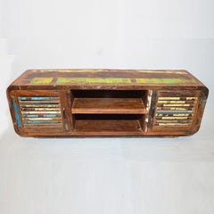 SALVAGE Reclaimed wood Entertainment TV Plasma Unit Multicolour 140x40x50cm